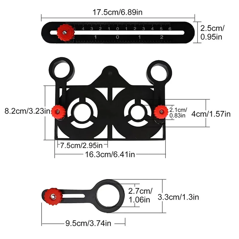 Tile Hole Locator Adjustable Tool Masonry Glass Fixed Angle Measuring Ruler Universal Angular Template 6/9/12 slides/fold