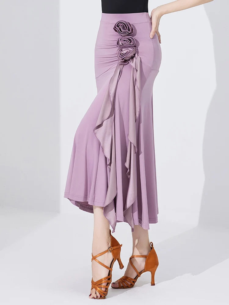 

Modern Dance Latin Dance Skirt Practice Performance Half-length Wraparound Skirt Large Swinging Skirt Social Dance Midi Skirt