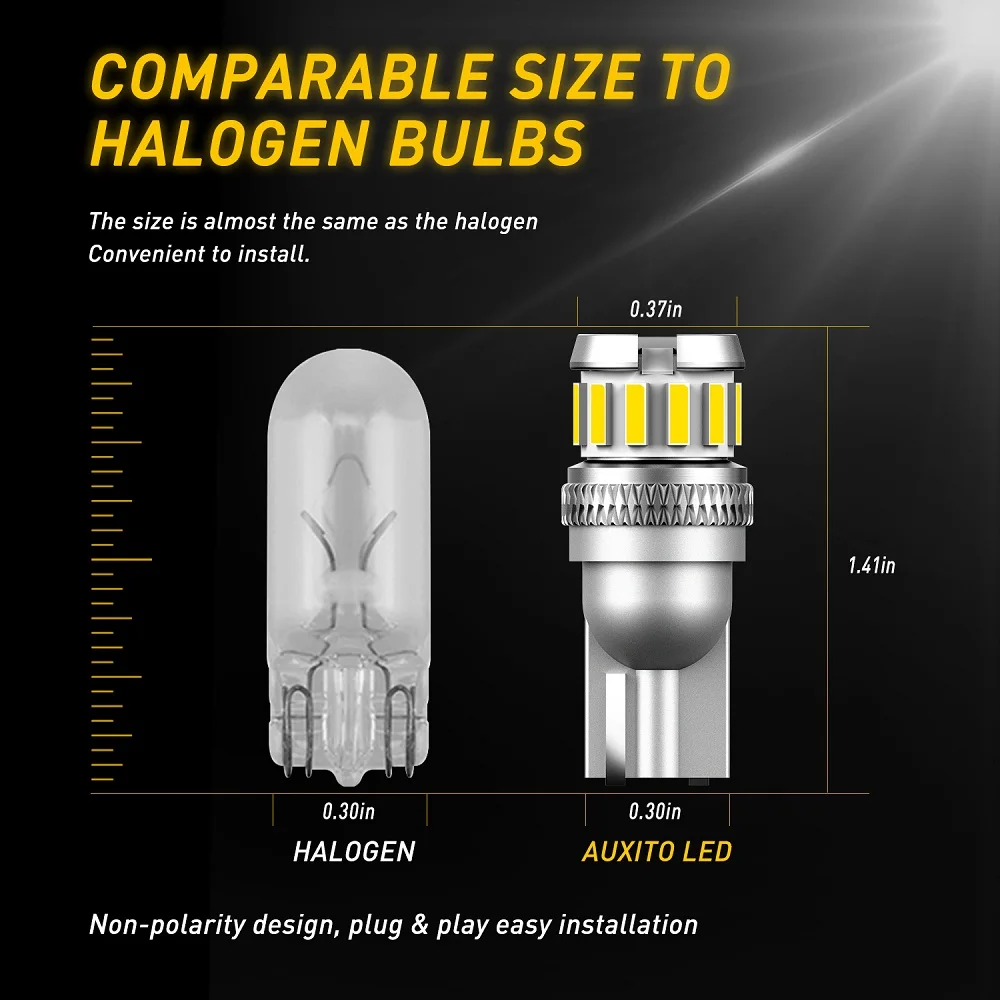 AUXITO 2 قطعة Canbus T10 LED الأبيض W5W LED لمبة لا خطأ سيارة الداخلية جذع أضواء الجانب ماركر لوحة ترخيص مصباح أحمر أصفر