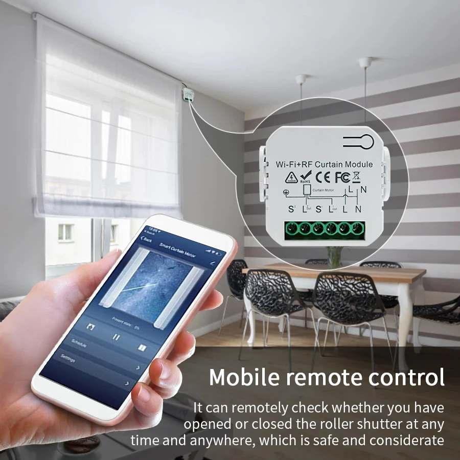 WiFi Connected Roller Shutter Switch Tuya Smart Curtain Module Blinds Motor 433MHz Remote Control For Alexa Google Home