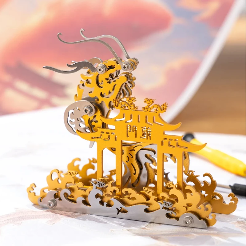 

Металлическая 3D-головоломка MOKR Yu-yue-long-men Dragon: Сборная модель ручной работы, подарок на Рождество и день рождения, для обучения и развития