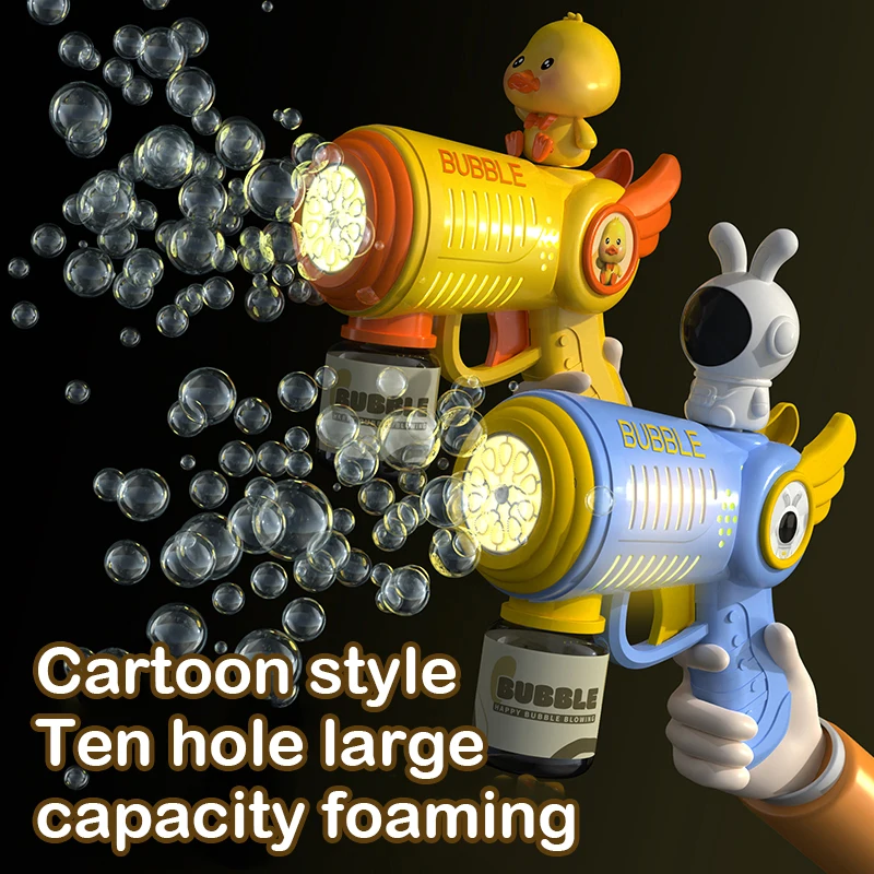 Ręczna, w pełni automatyczna maszyna do baniek z żółtą kaczką, zabawka dla dzieci, pistolet do baniek, bez baterii i wody bąbelkowej