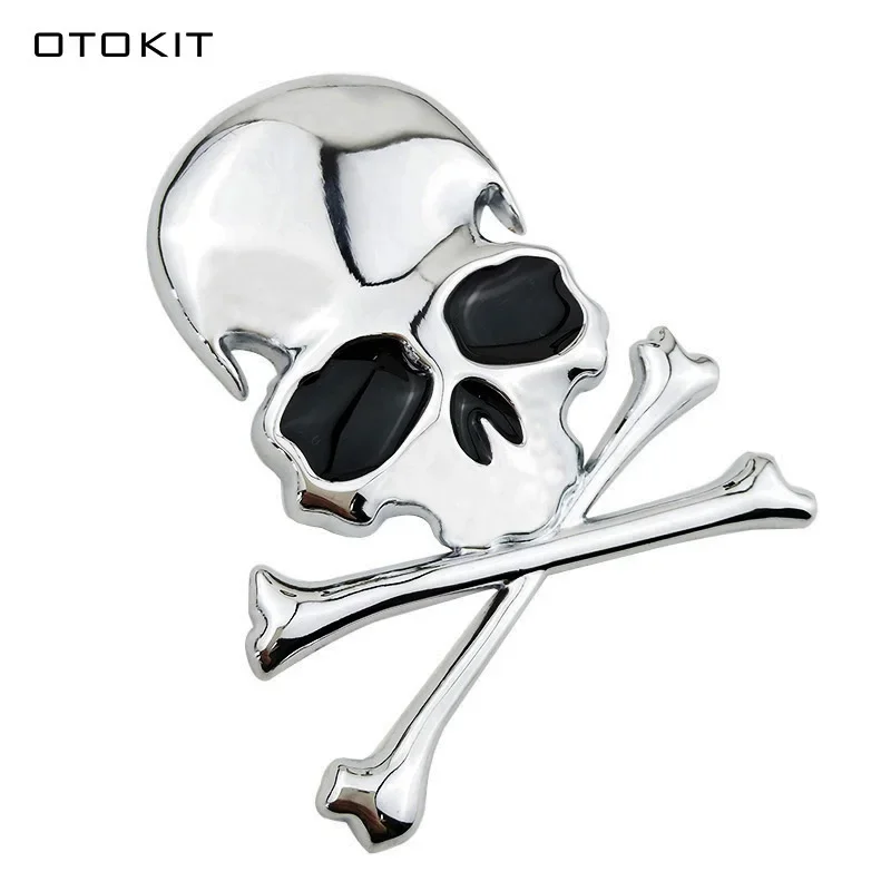 3D Metal Zinc Alloy Skull Skeleton Crossbones Car Motorcycle Sticker Truck Label Emblem Badge Car Styling Decoration Accessories