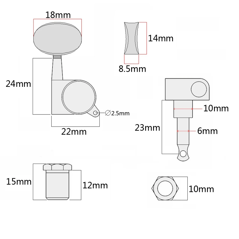 

6Pcs Gold Plated Guitar Tuning Keys Pegs Set 3 Left 3 Right Locking Machine Heads Threaded Bushings Ferrules Screws Electric