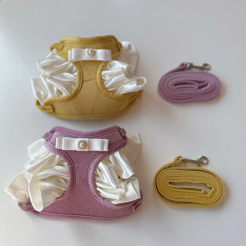 ลูกไม้เกาหลีแมวสุนัขสัตว์เลี้ยงสายคล้องคอสุนัข Yorkshire Out Walking Dog Walking Cat Leash