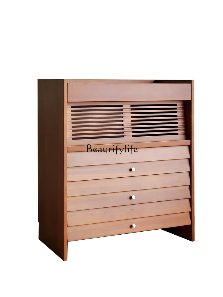 

Solid Wood Bedroom Multi-Functional Storage Cabinet Retro Nordic Simple Light Luxury Dressing Table Storage Cabinet