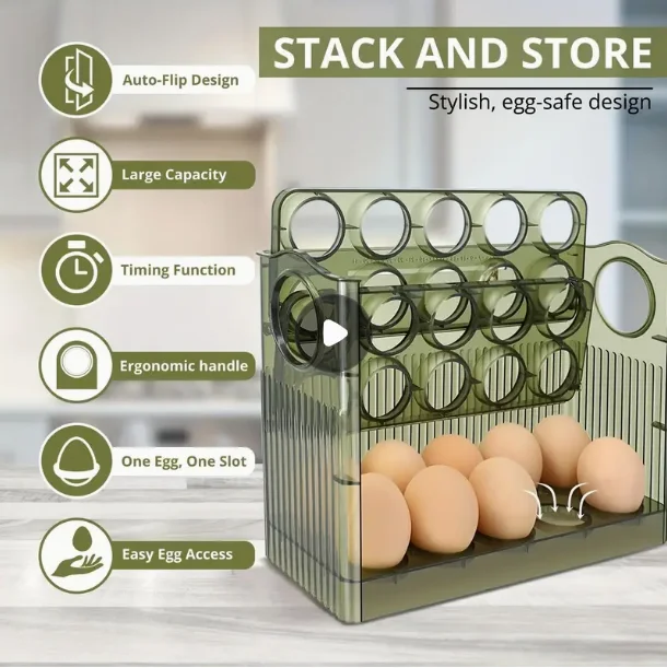 

1pc Egg Storage Box Organizer For Refrigerator Rolling Egg Organizer Holder Fridge Storage Organizer Food Storage Kitchen Tools