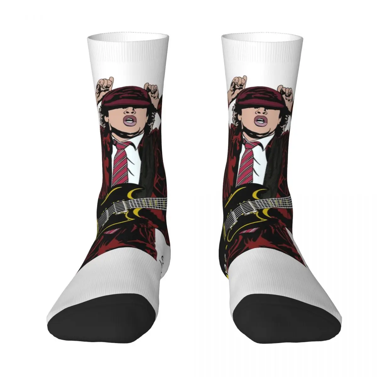 

Colorful AC Heavy Metal Rock Music Band Basketball Socks DC Polyester Crew Socks for Unisex Non-slip
