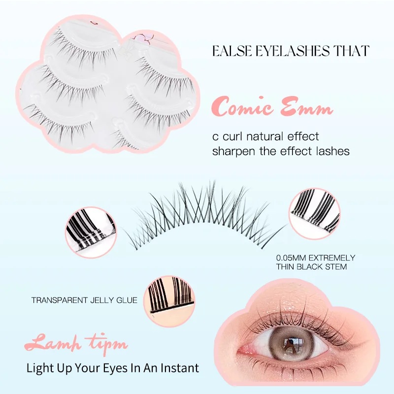 5 par naturalnych krótkich rzęs niewykrywalne przedłużanie rzęs typu Featherlight sztuczne rzęsy dla azjatyckich jednolitych oczu przyjazne dla początkujących rzęsy