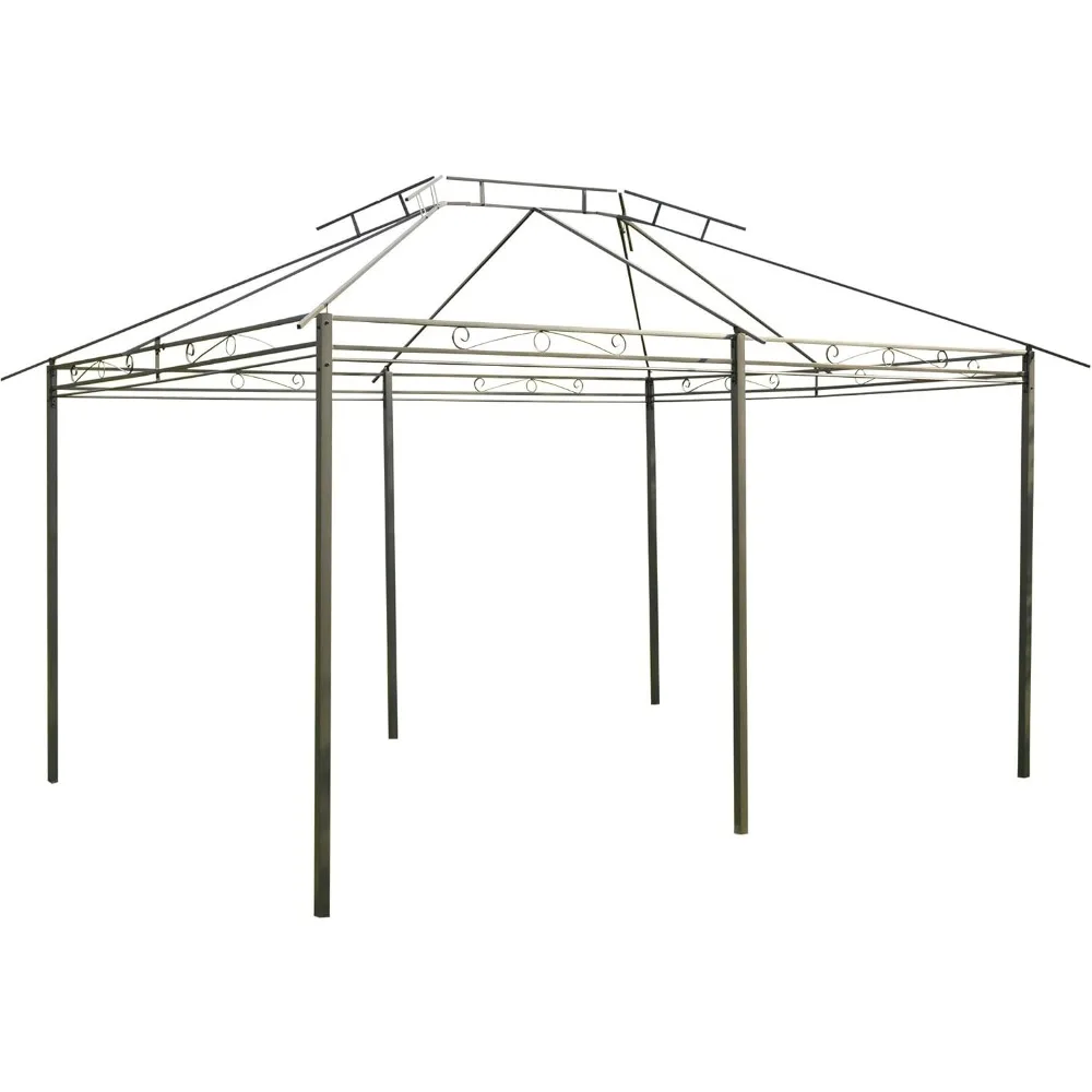 شرفة فناء مقاس 10 × 13 بوصة، مأوى مظلة خارجي مع ستائر، سقف بفتحات تهوية، إطار فولاذي