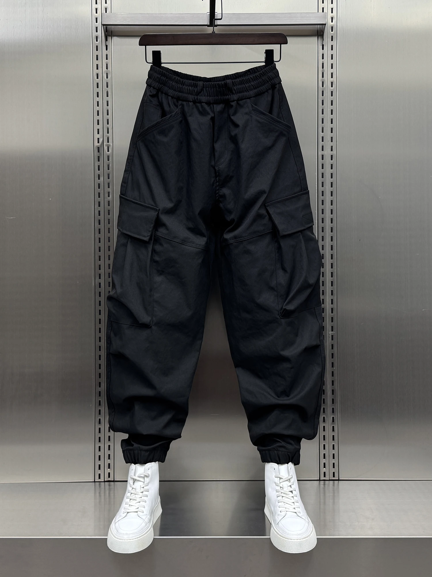 

Модные мужские свободные спортивные брюки со складными манжетами, осень 2024, новинка Sle Big ket Harlan, универсальная рабочая одежда, повседневная свободная посадка