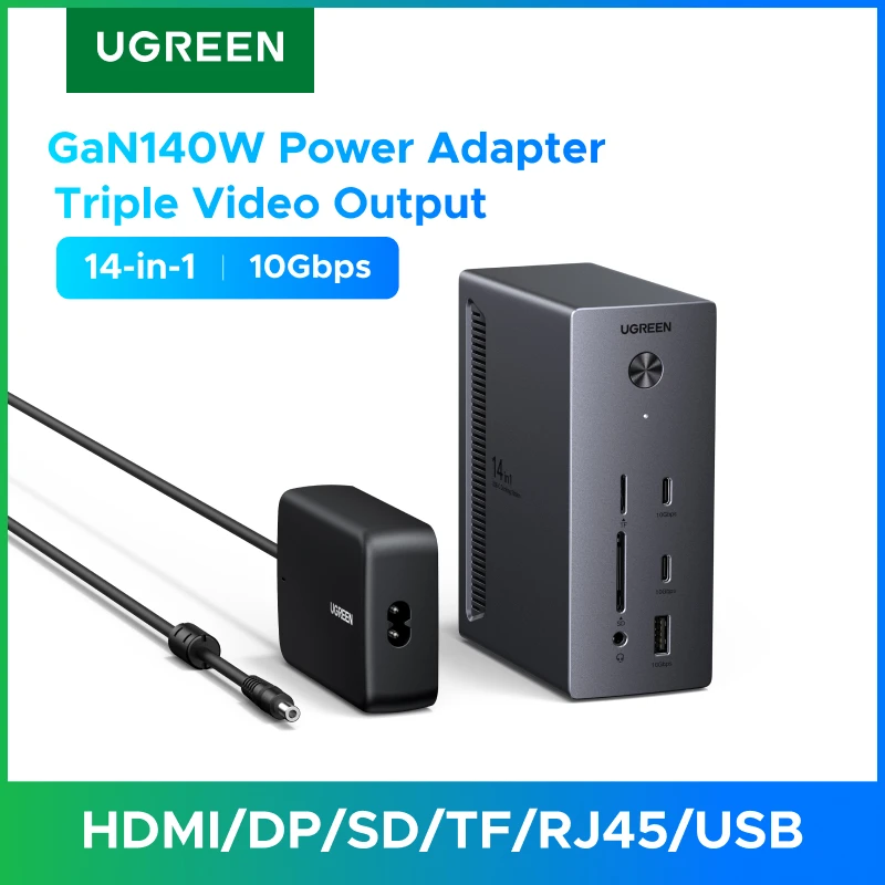 UGREEN Docking Station 14-in-1 USB HUB Triple Display HDMI DP 10Gbps USB-A/C RJ45 SD&TF PD100W for Laptop Windows Lenovo HP Dell