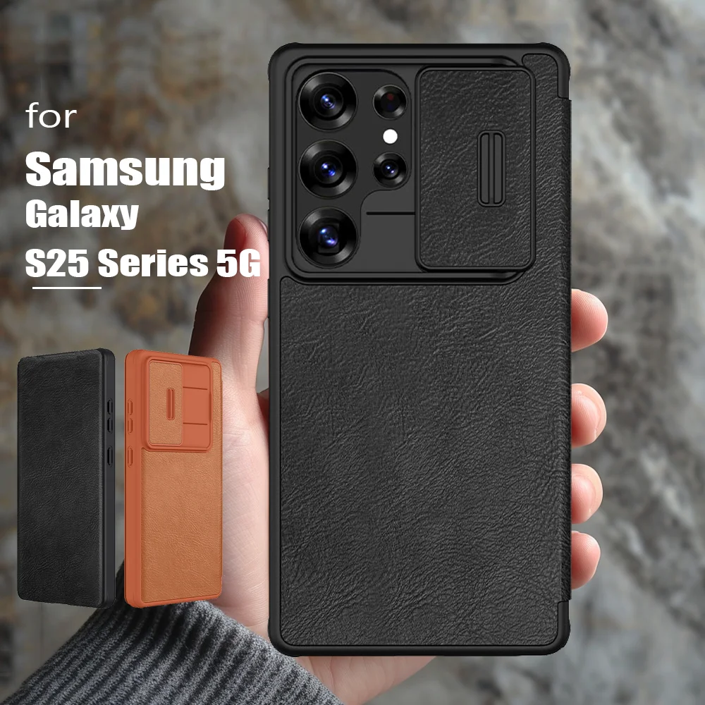 

For Samsung Galaxy S25 Ultra S25 Plus Case Pro Flip Leather Case Ultra-Thin Slide Camera Case Lens Protection Cover