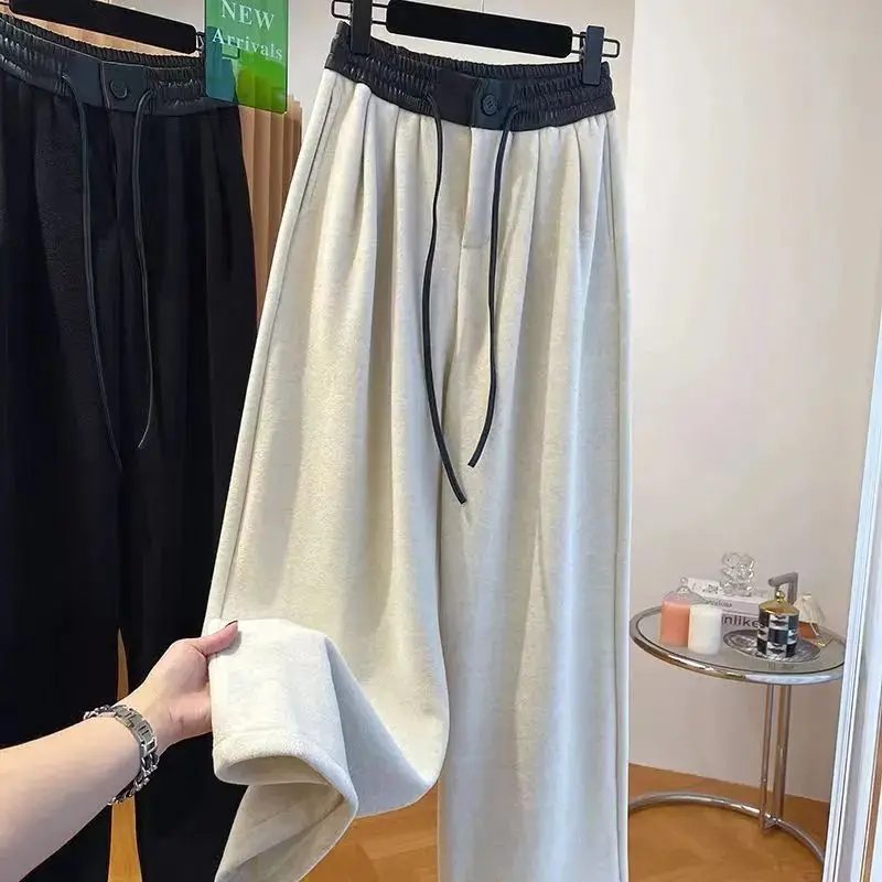 

Loose Men's Autumn Winter plus Size 300 Pou Hong Kong Sle Retro High Street Soft Casual Pants Wide Leg Straight Cut