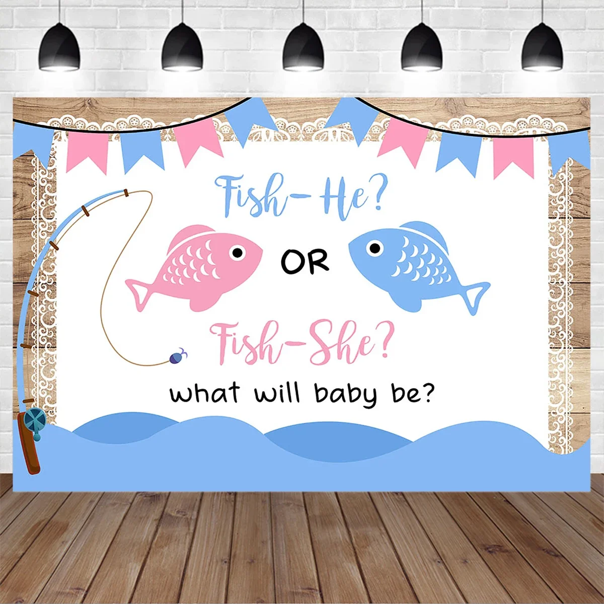 Gender Reveal Birthday Home Studio Photography Background Prop Fishing Ground Baby Wood Backdrop Party Adult Newborn Photobooth