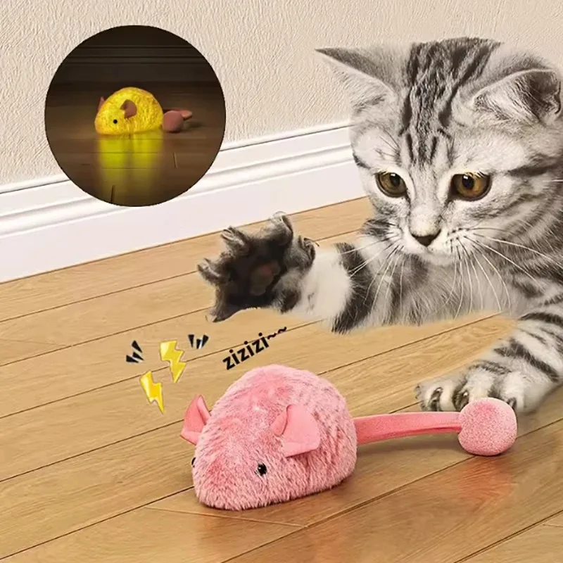 Interactive Plush Mouse Cat Night Fluorescent Simulation Toy for Self Entertainment, Indoor Pet Cat Toy Creative and Interesting