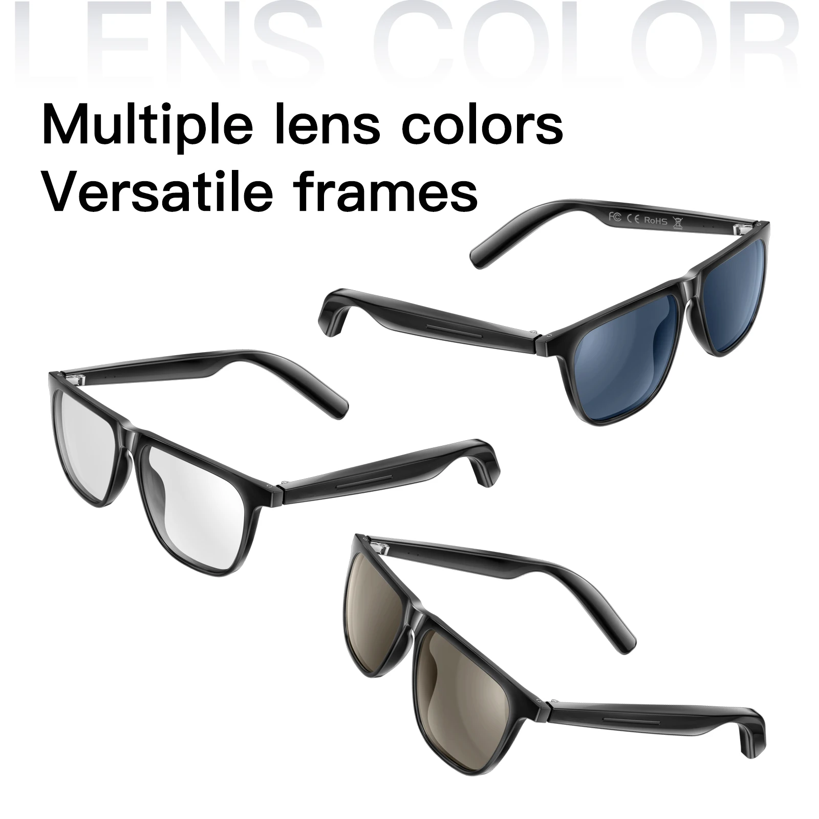 Smart Glasses Bluetooth Calling Color-changing Touch Control AI Voice Assistant Headphones Bluetooth Sunglasses Men Women Gifts