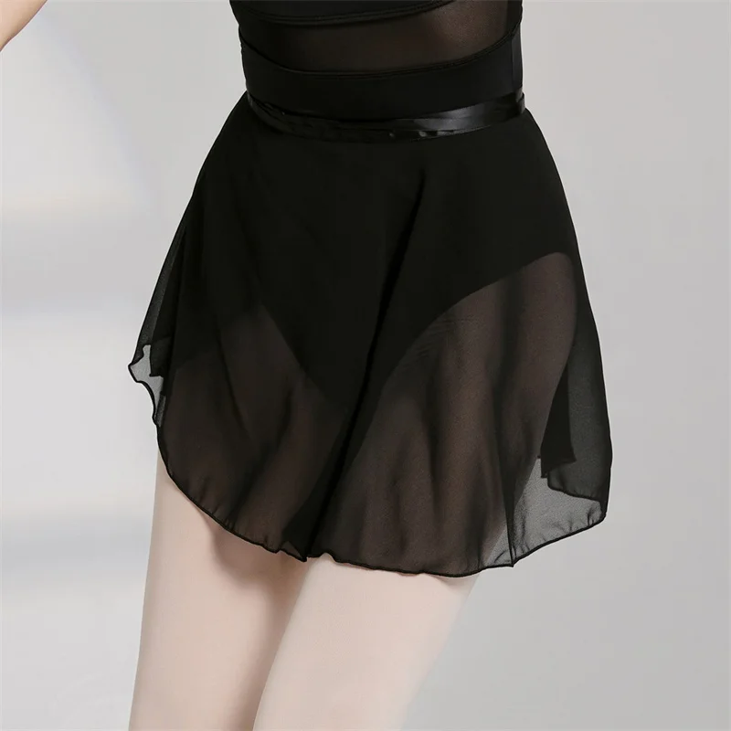 Hot Sale Cheap High Quality Kids Girls Adult Dance Wear Highly Spandex Semi Transparent Chiffon Ballet Skirts