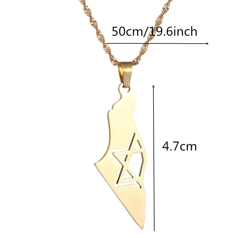 Stainless Steel Israel Map Pendant Necklace Jewish Keychain Women Men Jewelry