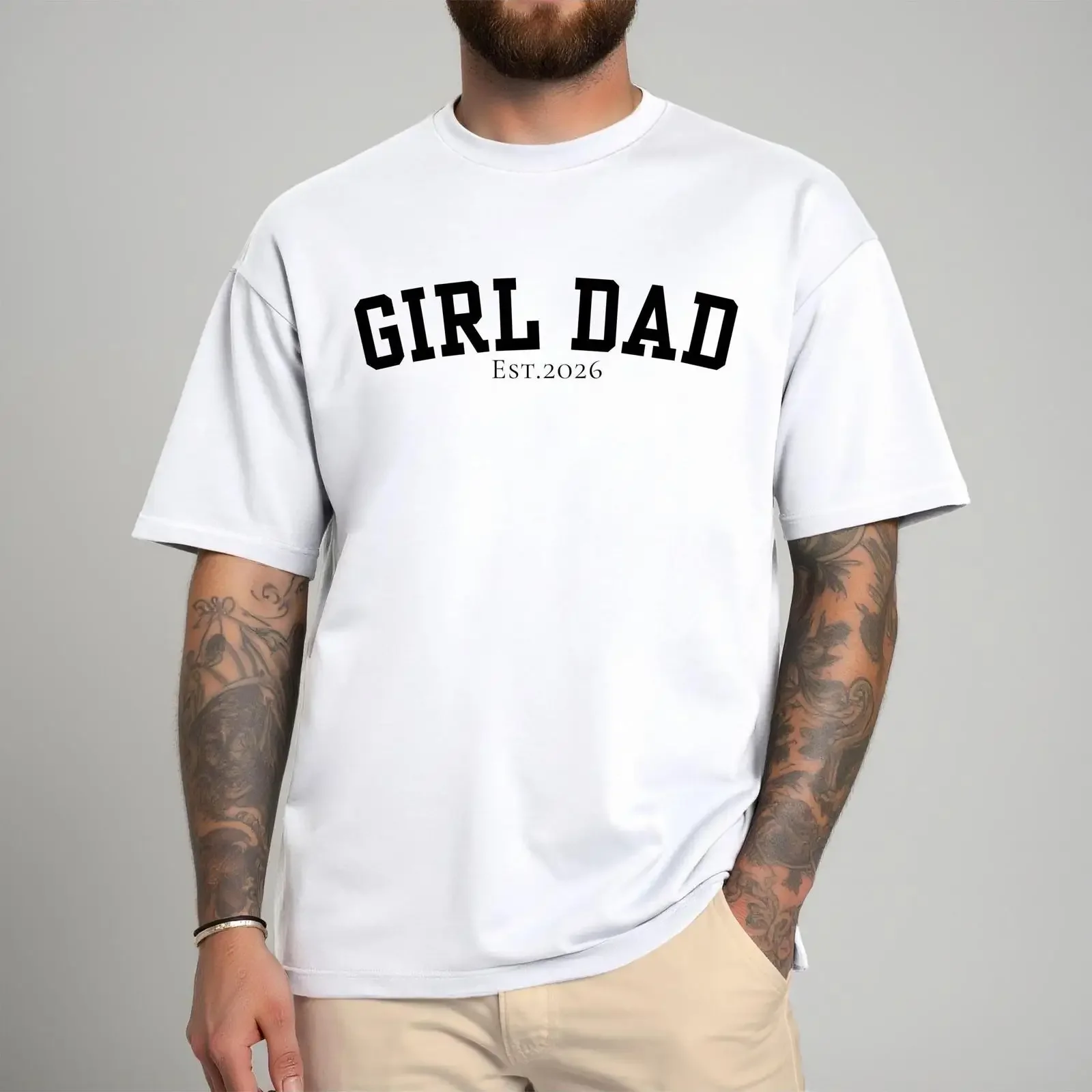 Personalized Girl Dad Est 2026 T Shirt New Daddy Daughter Casual Father's Day Expecting Outfit vintage Washed Breathable homme