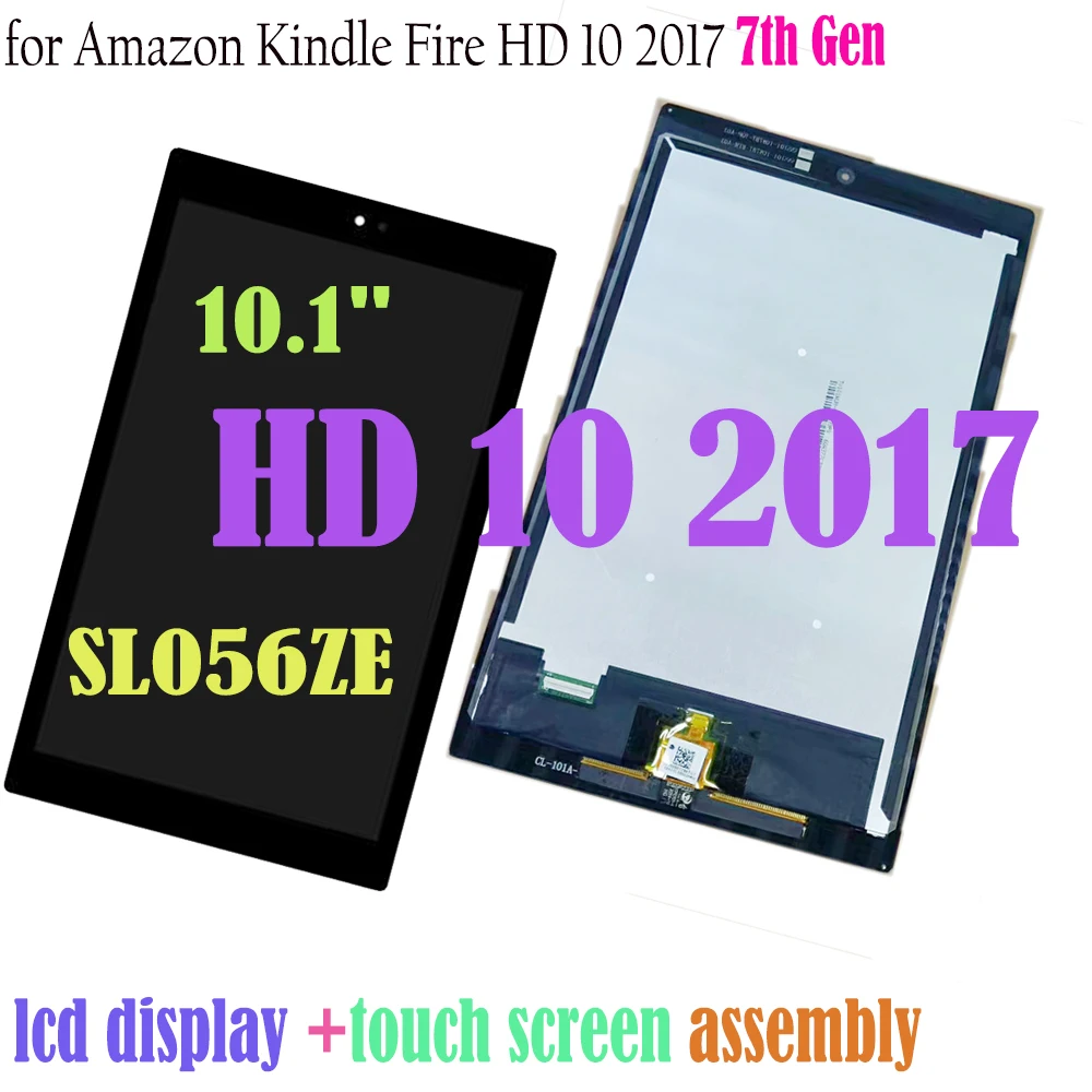 

10.1" LCD for Amazon Kindle Fire HD 10 2017 HD10 2017 7th Gen SL056ZE LCD Display Touch Screen Digitizer Assembly Replacement