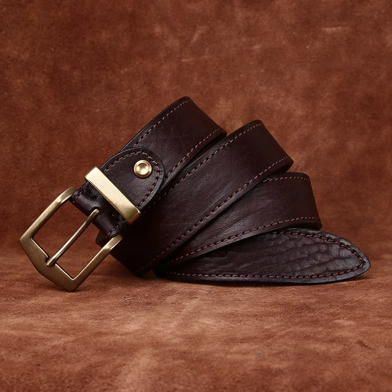 남성용 양각 패턴이 있는 클래식 아프리카 버팔로 가죽 벨트