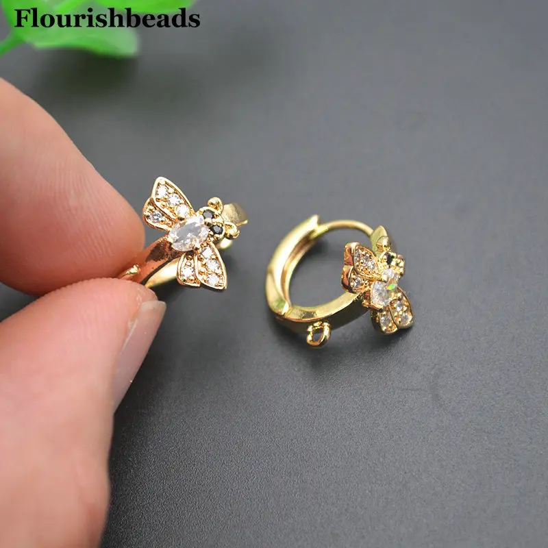 

30pc High Quality 18k Gold Plated Metal Round Circle Cute Bee Earring Hook Clasps Jewelry Findings