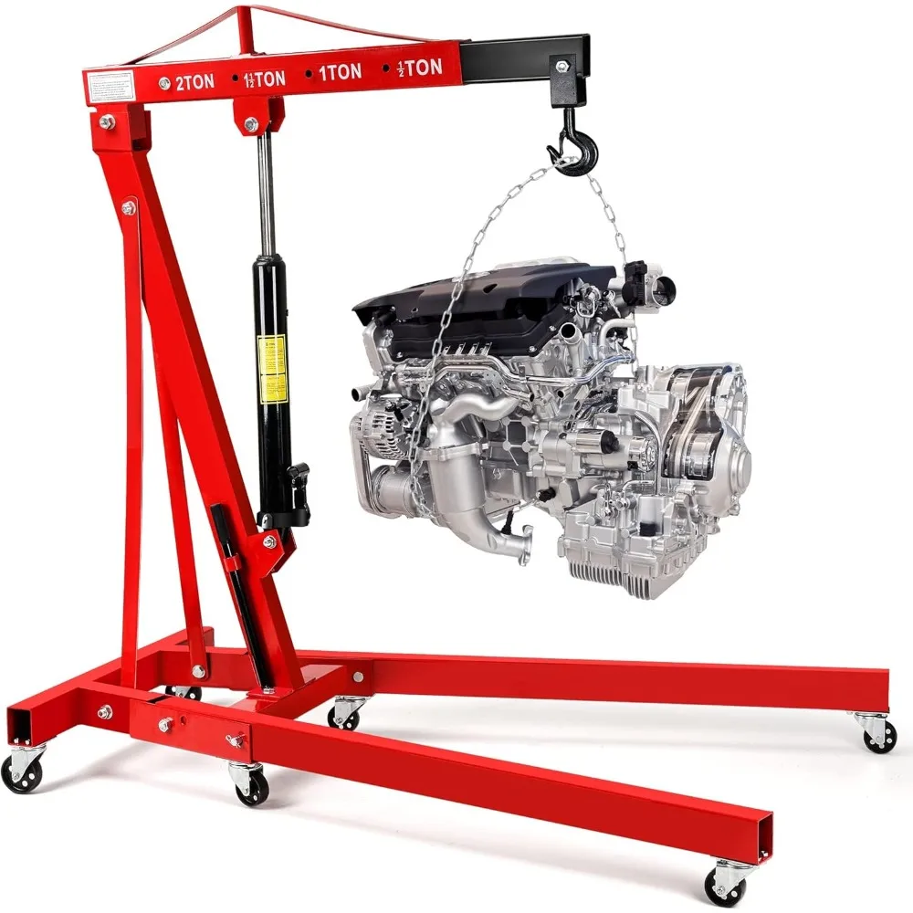 Engine Hoist, 2 Ton (4000lbs) Heavy Duty Folding Hydraulic Engine Crane Hoist, Lifting Cranes