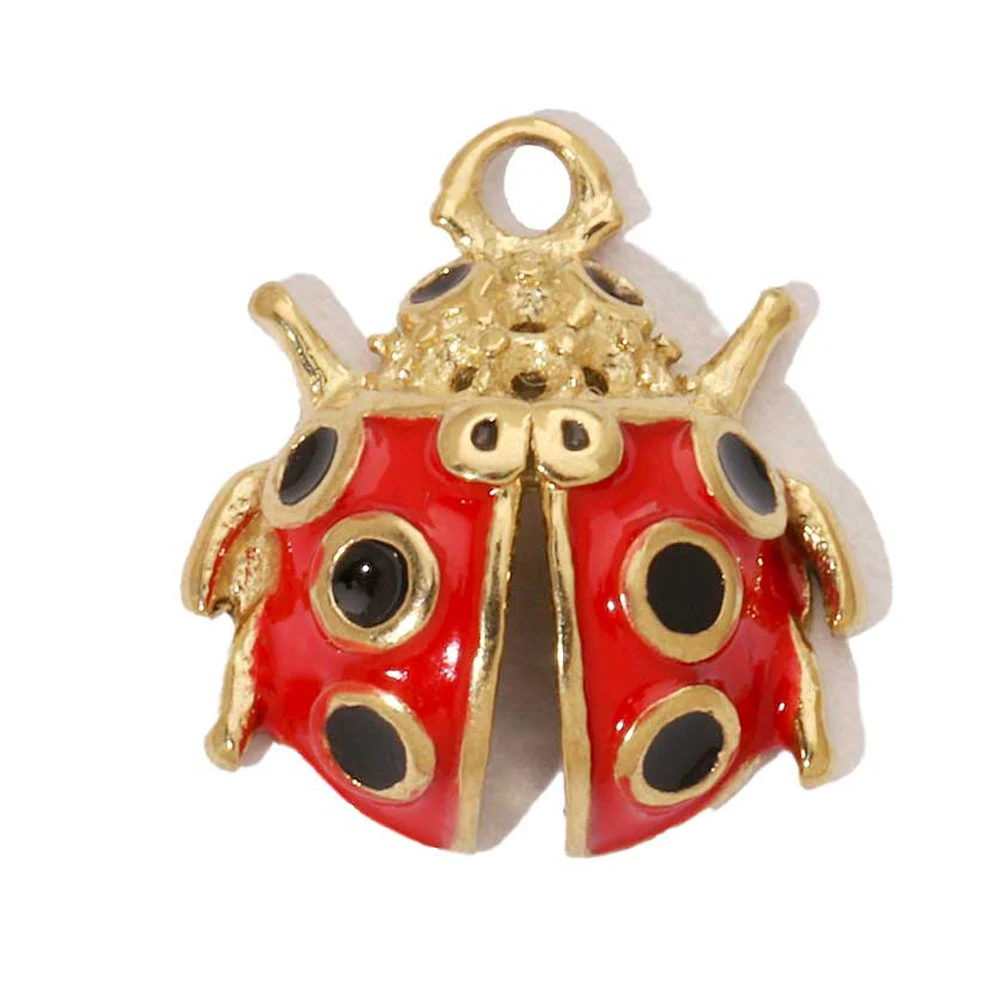 3er-Set Großhandel Edelstahl Emaille Marienkäfer Palme DIY Charm Damen Herz Muschel Halskette Anhänger Schildkröte Muschelschmuck