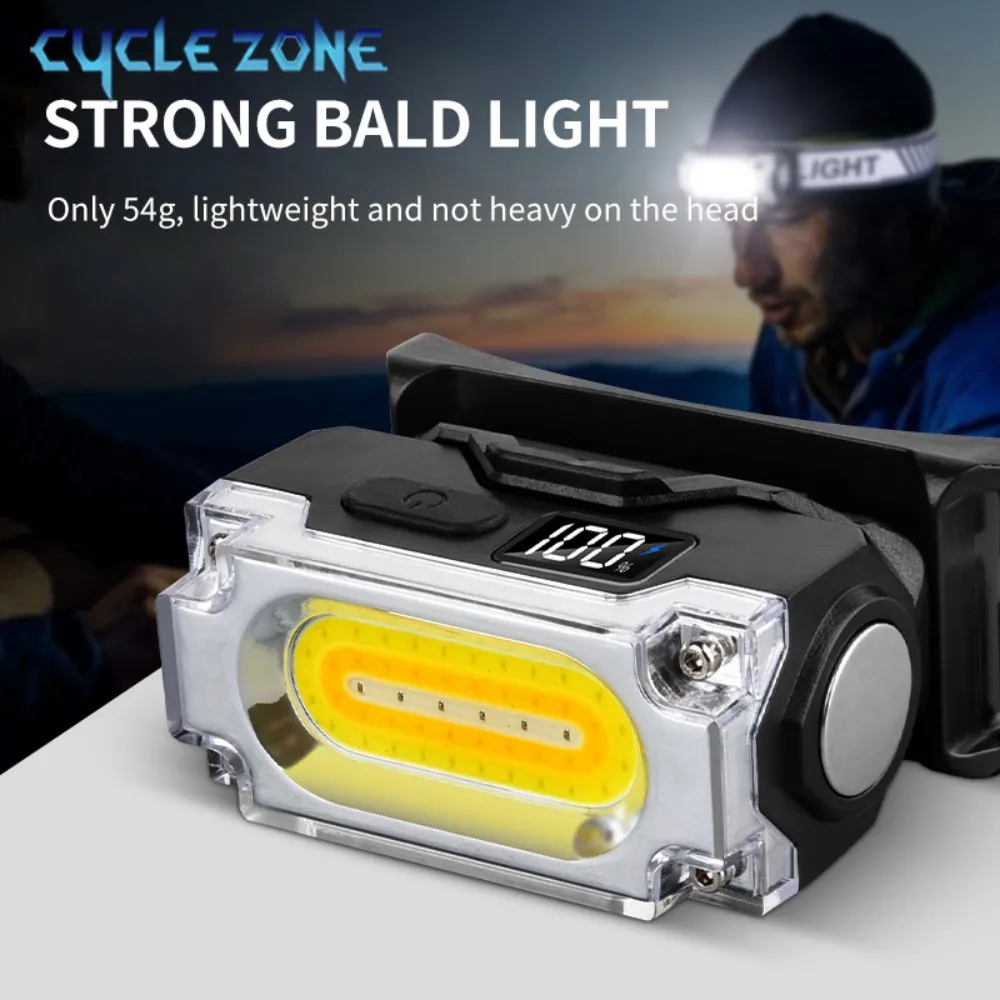 

Outdoor Work Headlight Magnetic Lightweight Hat Clip Lamp 6 Lighting Modes Hiking Camping Fishing Headlamp with Digital Display