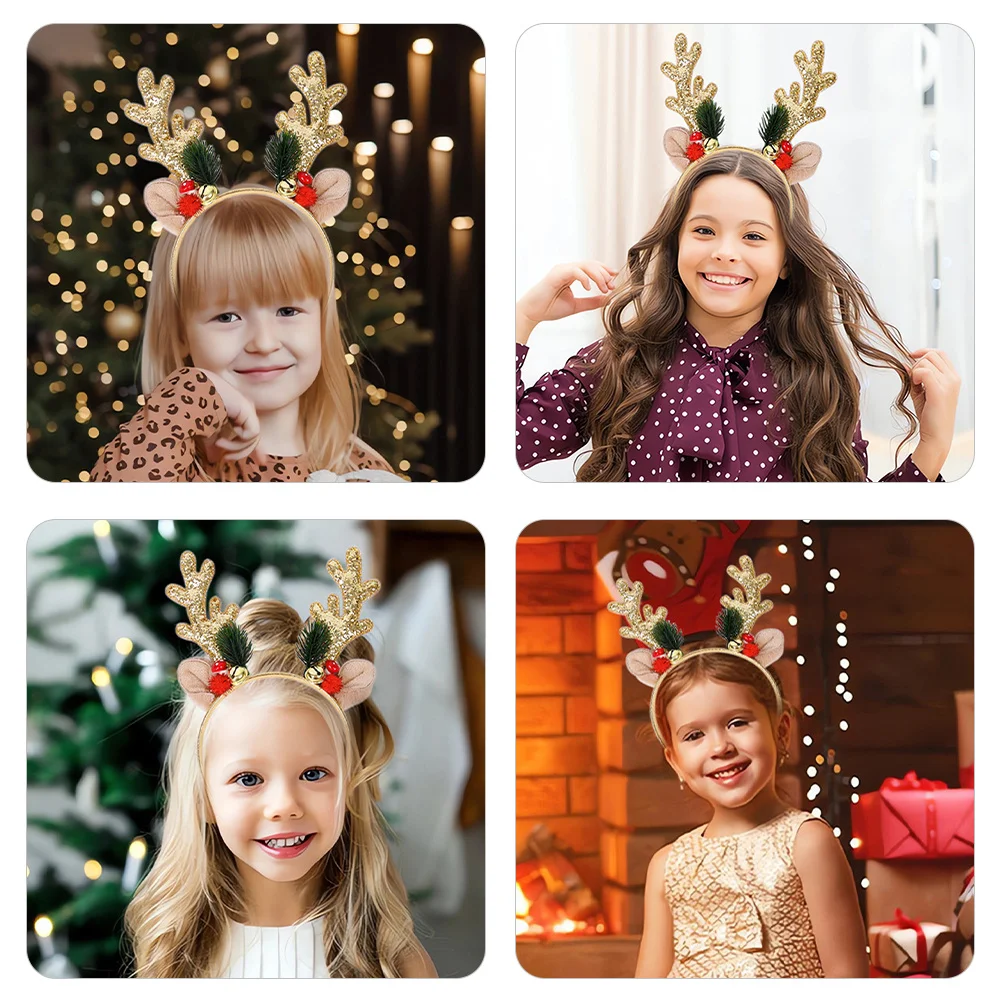 

Deer Horn Headband Sparkling Sequin Christmas Accessory Reindeer Antler Party Headdress Holiday Hair Decoration Xmas