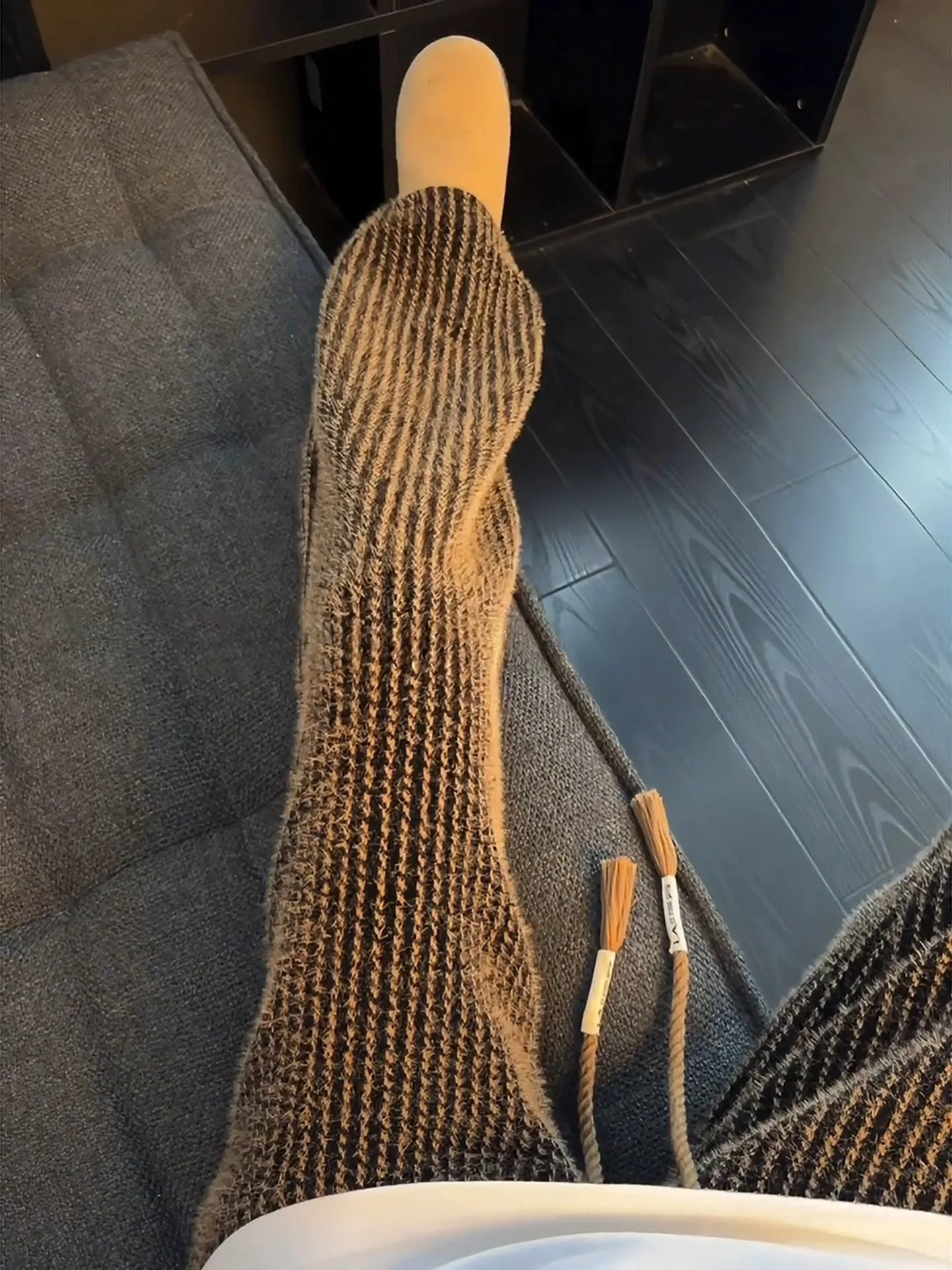 

Retro Corduroy Loose Wide Leg Pants Thiened Knitted Sweatpants Men Straight Stripe Casual Trousers Autumn Winter Warm