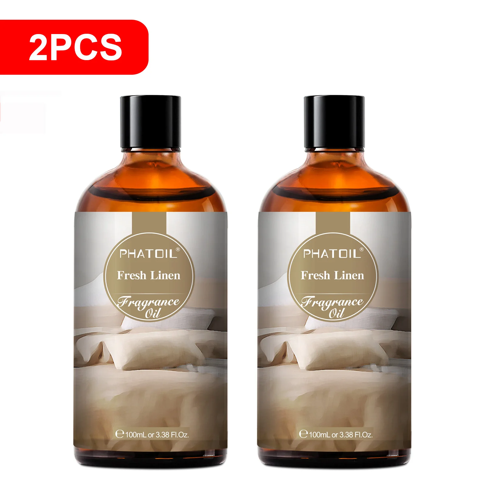 PHATOIL 2PCS 100ml Aroma Fragrance Oil For Diffuser,Humidifier,Aromatherapy,Candle Making White Musk Parma Violet Japanese Magnolia Fresh Linen Baby Powder Almond Vanilla 3.38FL.OZ Fragrance Oils