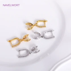 Trendy Brass Metal Inlaid Zircon U Earring Clasp Findings Earring Hook With Clamp Pinch Clip Bails,Premium Luxury Accessories