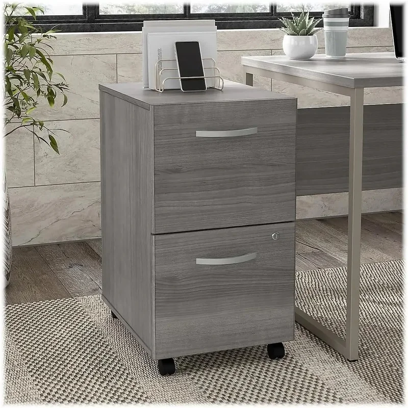 

Hybrid Mobile File Cabinet with 2 Drawers, Assembled, Platinum Gray Finish