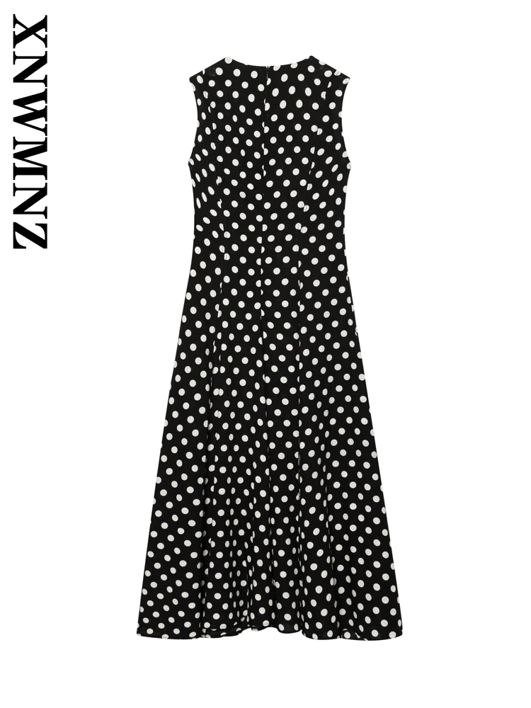 XNWMNZ 2025, Sommer Neue Frau Urlaub Boho Ärmellose O-Kragen Midi Kleider Chic Party Frauen Kleidung Schwarz Mode Kleid Reißverschluss