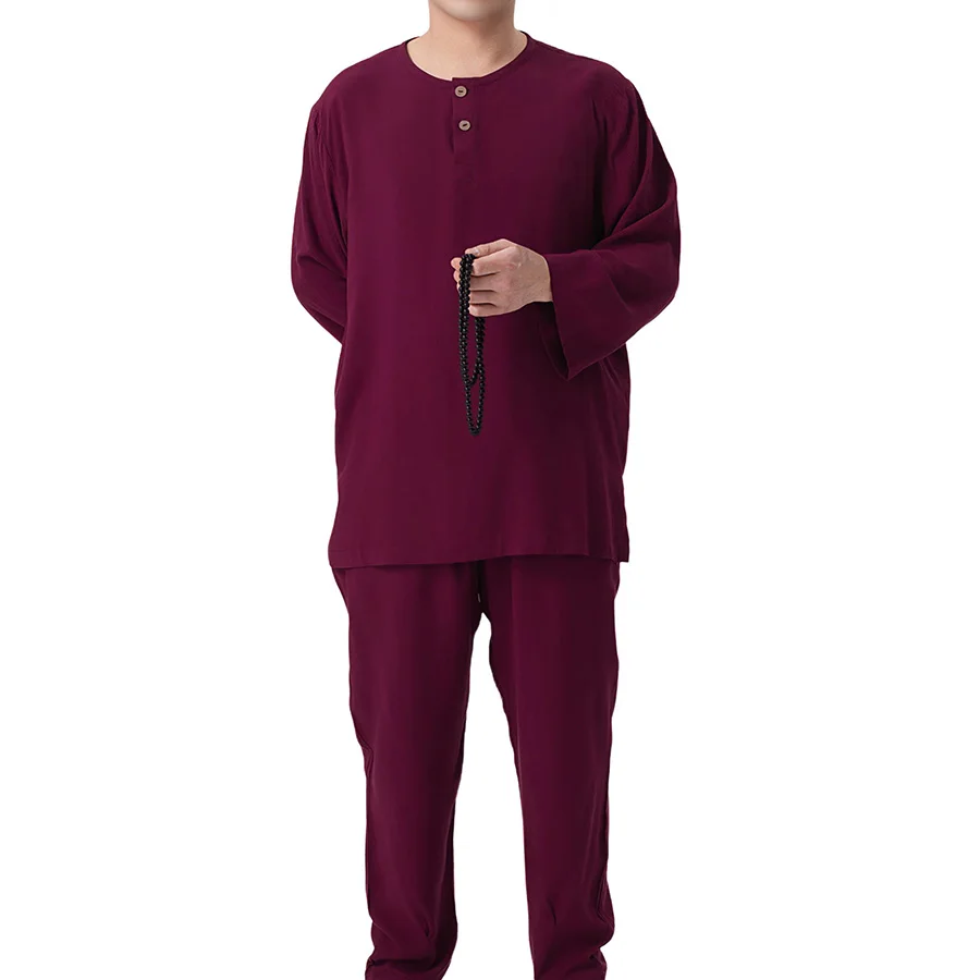 Unisex Chinese Style Monk Cotton Silk Pajamas Short/Long-Sleeve Underwear Monk Robes Meditation Taichi KungFu Clothes view 4