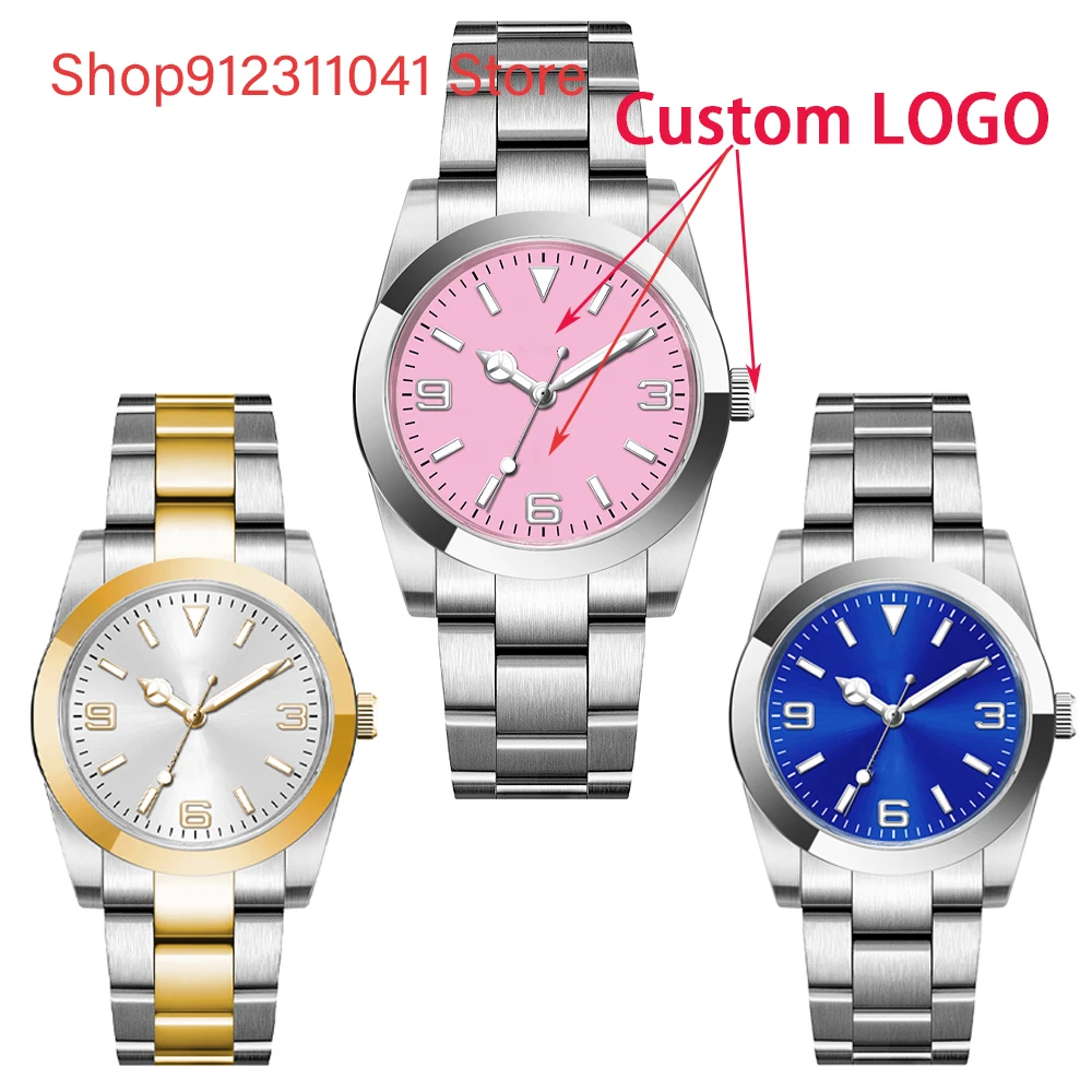 

Custom Logo 36/39mm New Design pink black dial Mechanical Wristwatches Luxury 10Bars Sapphire NH35 Automatic Watch