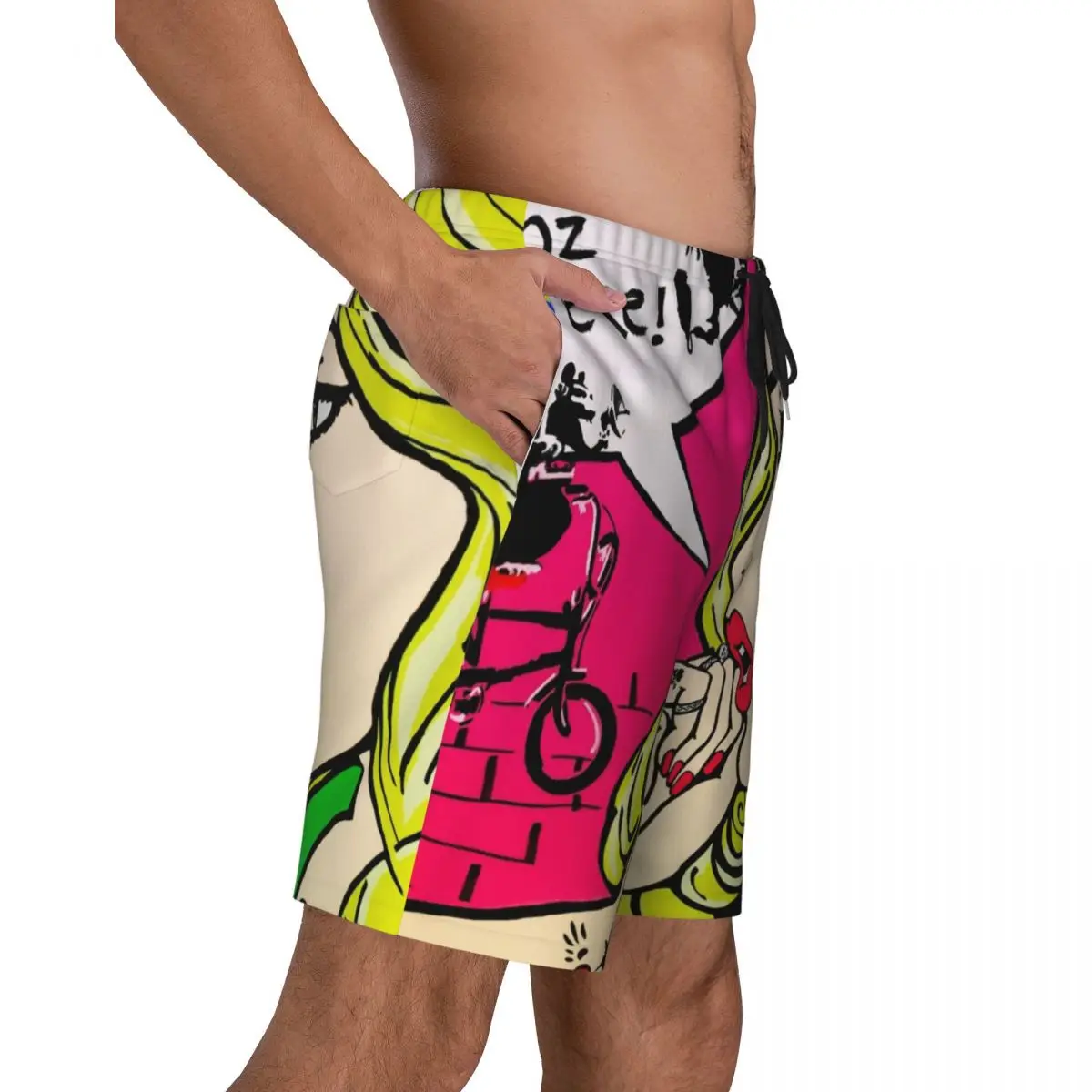 Banksy Goes Pop Art Men's Swim Trunks Swimwear Quick Dry Beach Board Shorts Street Graffiti Swimming Boardshorts