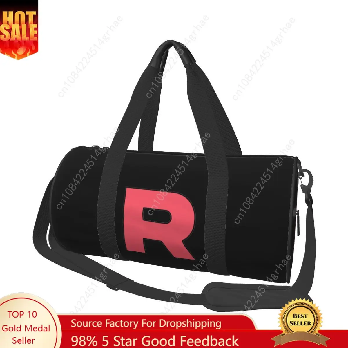 Letter R Team Rocket Logo Sports Bags Cool Anime Training Gym Bag with Shoes  Handbags Couple Printed Portable Fitness Bag