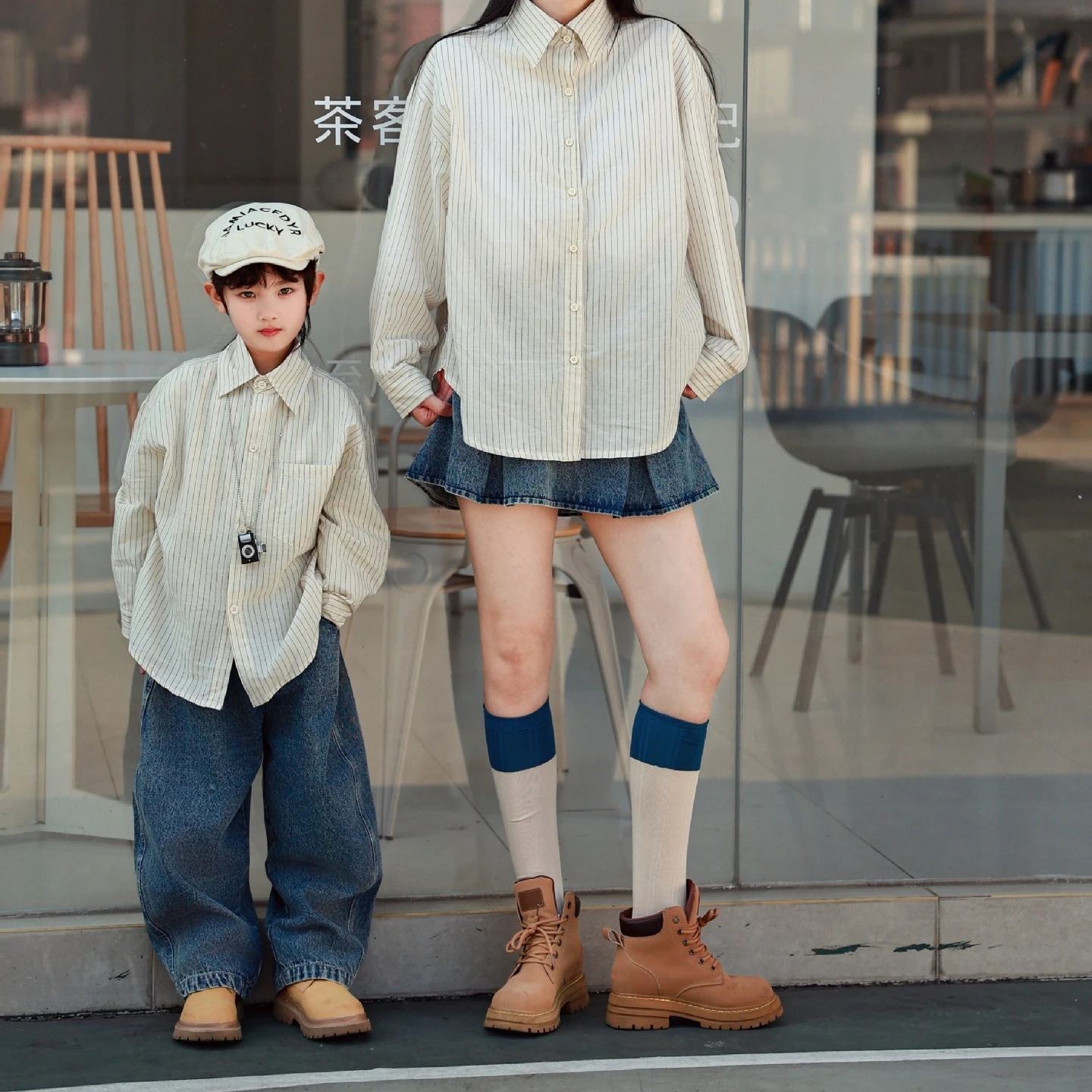 Mother Son Matching Clothes Spring Preppy Solid Striped Long Sleeve Shirt Decor Tie Daily School Street Casual Outfit