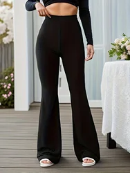 Cross-border European and American style skinny bell bottoms, women's fashion slim outer wear texture design pants