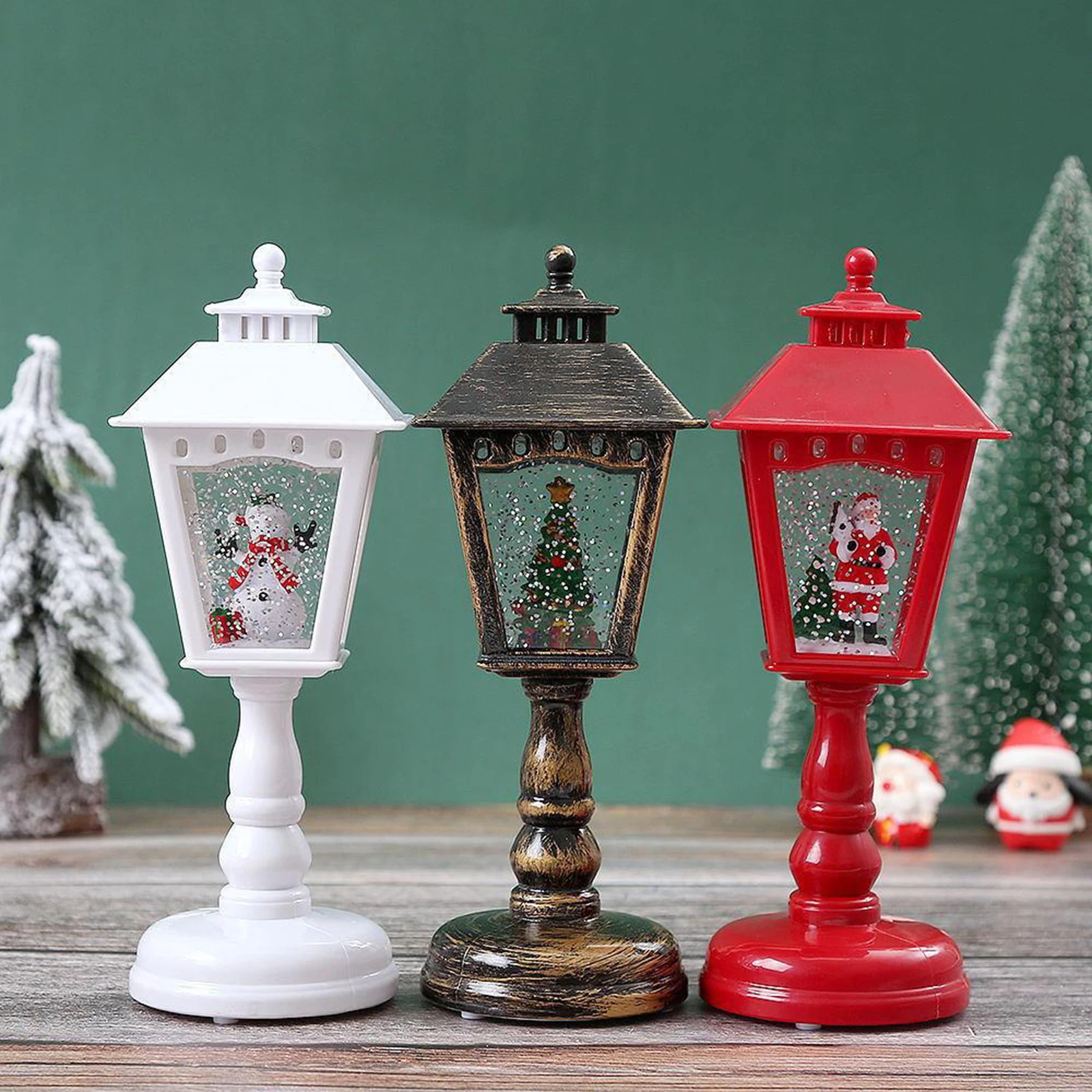 Mini Christmas Lantern with Music Tabletop Decor Room Figurine Holiday Decor Lights for Bedroom Xmas Decoration Table Party Bar