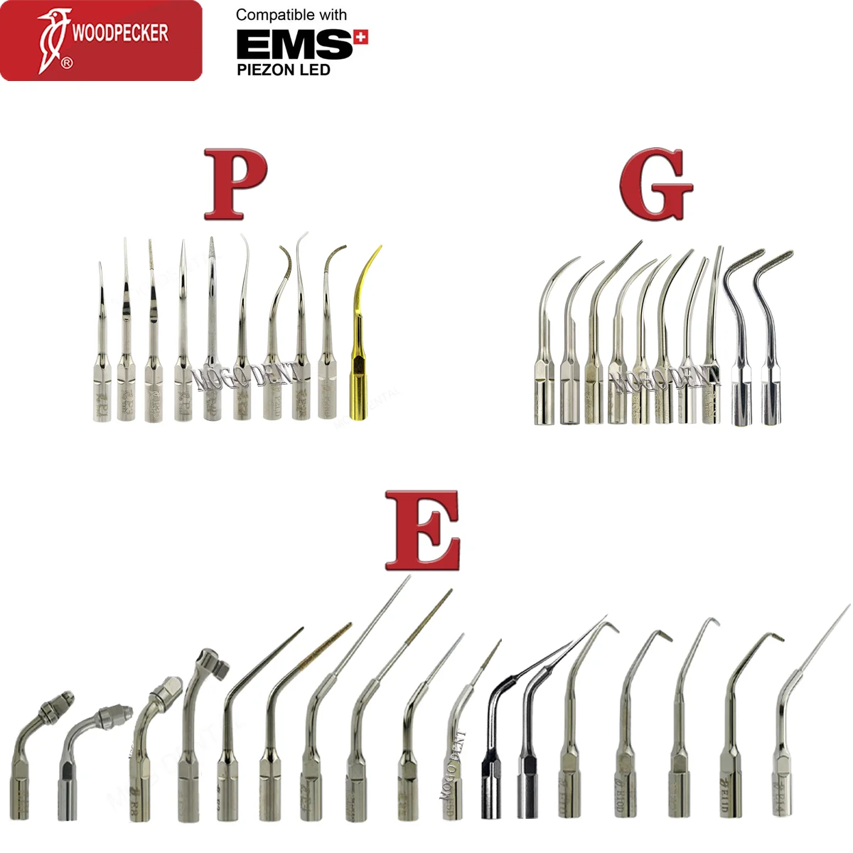 

Woodpecker Dental Ultrasonic Scaler Tips Scaling Tips Endodontics Perio Root Canal Treatment P/E/G Fit EMS UDS Scaler Handpiece