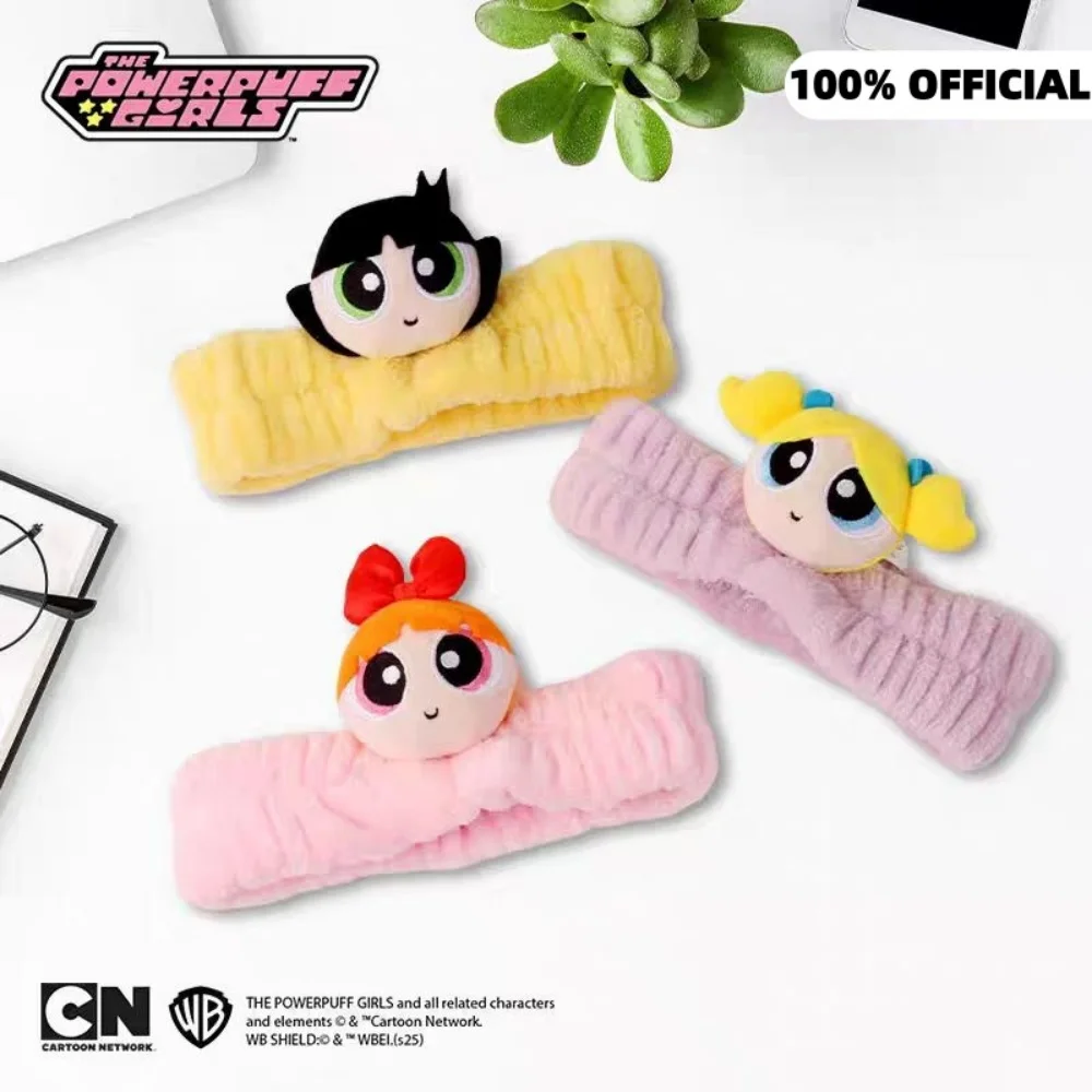 حقيقية Powerpuff الفتيات أفخم عقال لطيف زهر Buttercup غطاء الرأس النساء غسل الوجه الجمال الكرتون هيرباند فتاة هدية