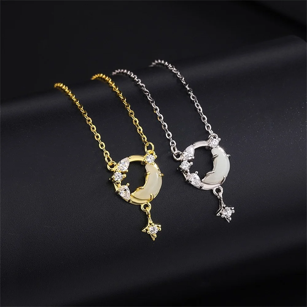 

Korean S925 Set - Moon Hetian Jade, Stylish Niche, Luxury Design INS Collar