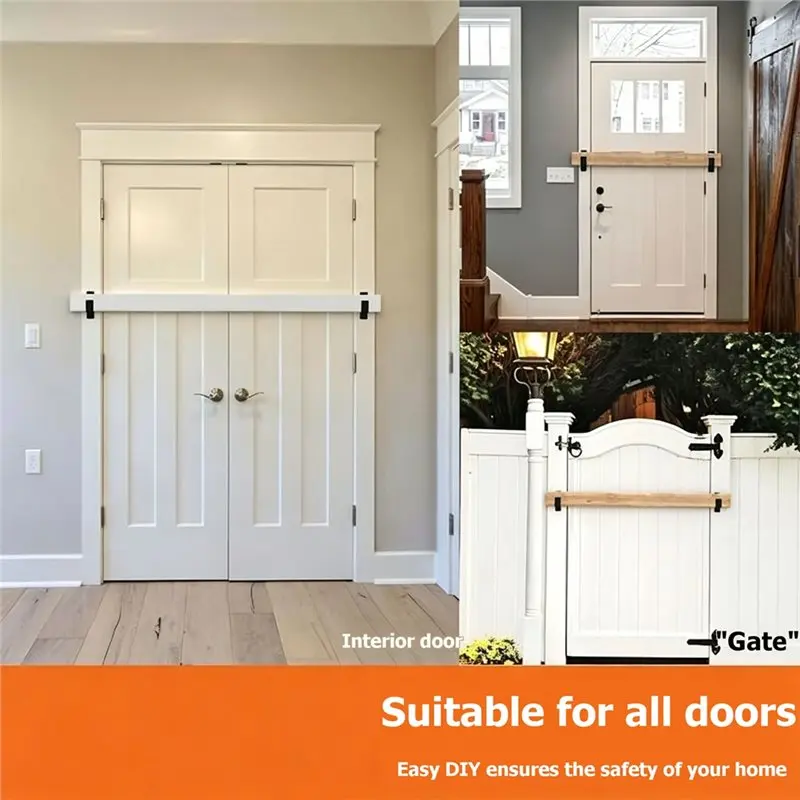 MOPHE-Upgraded U-Shaped For Home Door Security Brackets-4Pcs Heavy Duty Black Bar Holders