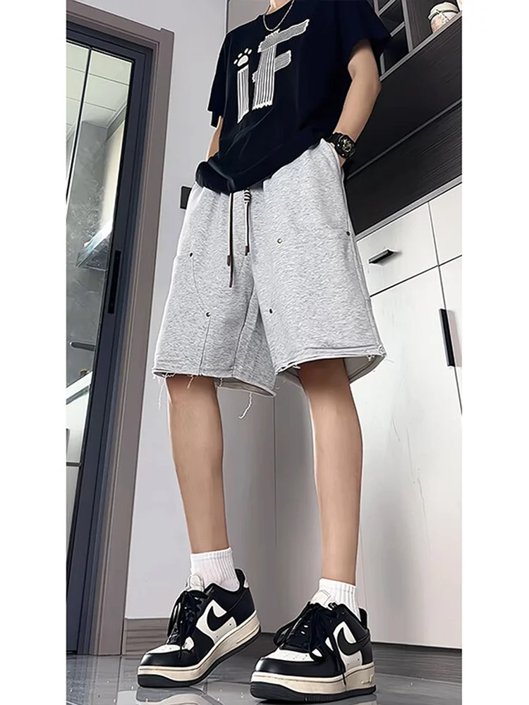 

Американские спортивные брюки с заклепками, мужская летняя уличная одежда, повседневные свободные брюки с прямыми штанинами, легкий вес Cool Sensation