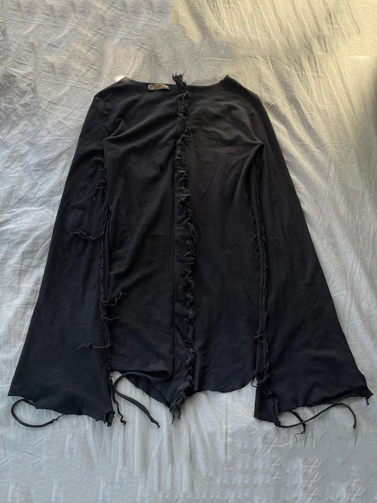 IfSixWasNine Visual Archive Distressed Wide Sleeve Long Sleeve T-shirt Splicing Hemline Design Breathable Comfortable Menswear
