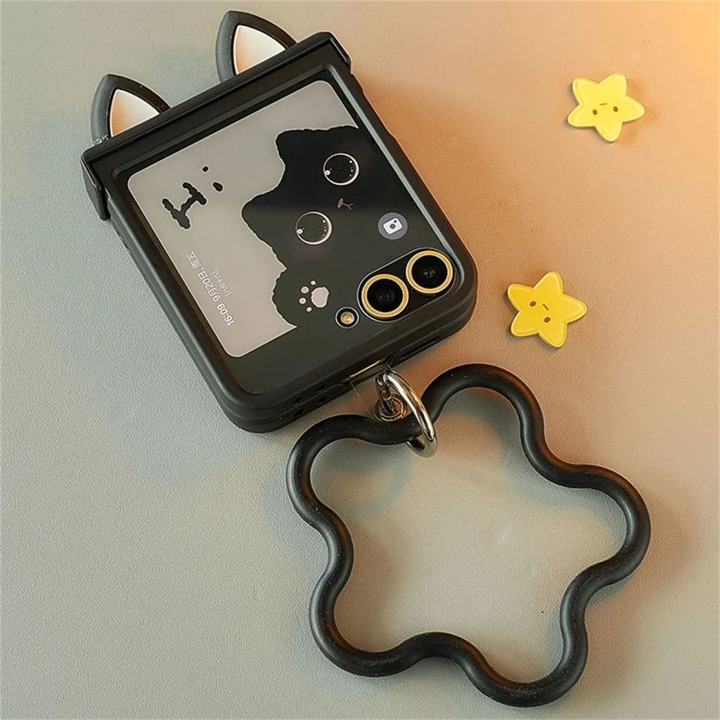 الكورية ins الوردي ستار الماس القوس بلون جراب هاتف مع حامي الشاشة لهاتف غالاكسي Z فليب 7 Z Flip7 Zflip5 Zflip 6 غطاء